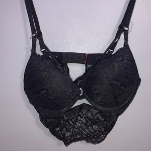 La Senza padded lace bra with strings on cleavage
